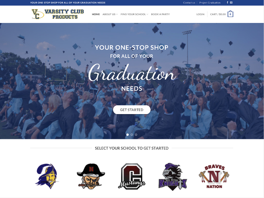 Varsity Club Products - Mobile Website - iPad - 2019
