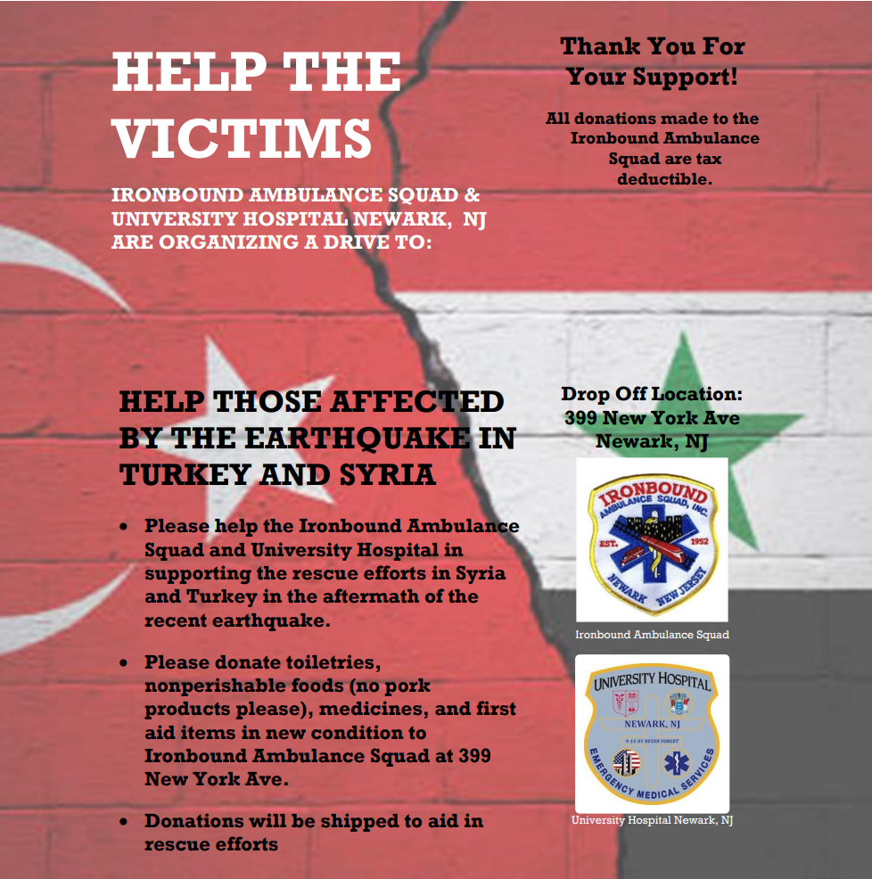 Muse Client Ironbound Ambulance Squad Conducts Drive for Turkey and Syria